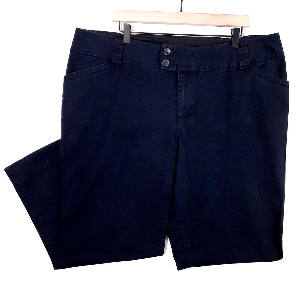 Lane Bryant Twill Pants Size 20 Petite Midnight Blue Stretch Cotton Casual